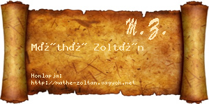 Máthé Zoltán névjegykártya